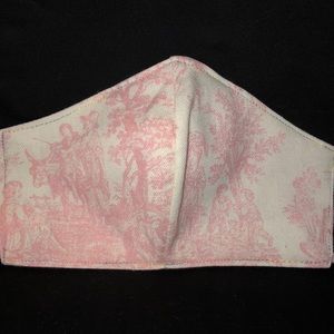 Pink White Toile Face Mask